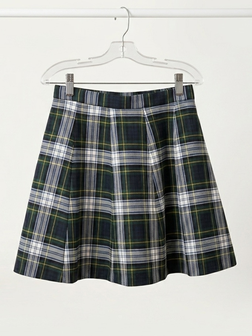 J. Crew Navy, Green & White Plaid Circle Skirt